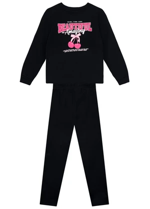 Brandili - Conjunto Infantil Menina de Cerejinha Preto - BRANDILI