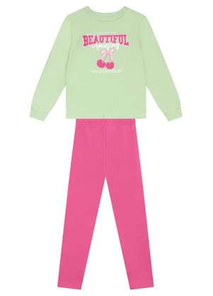Brandili - Conjunto Infantil Menina de Cerejinha Verde - BRANDILI