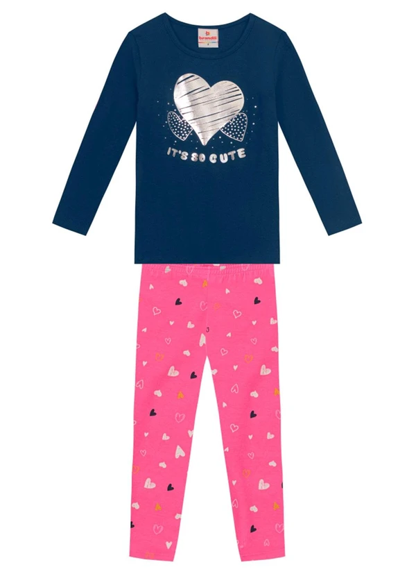 Brandili - Conjunto Infantil Menina de CoraçãoAzul