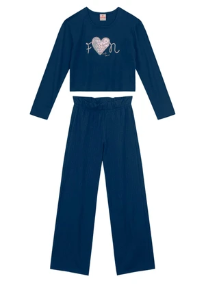 Brandili - Conjunto Infantil Menina de Coração Azul - BRANDILI