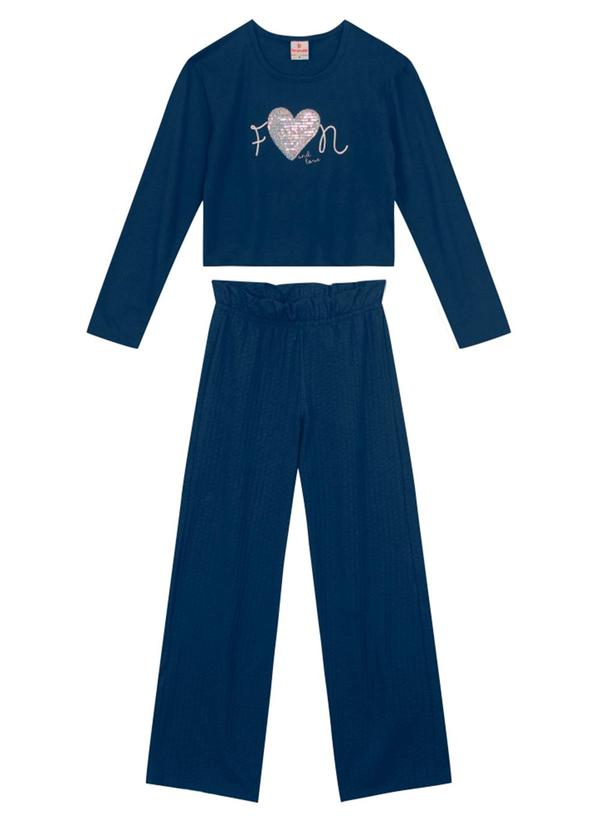 Brandili - Conjunto Infantil Menina de Coração Azul