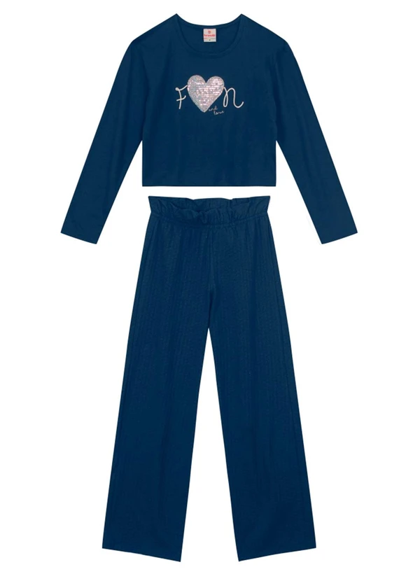 Brandili - Conjunto Infantil Menina de Coração Azul
