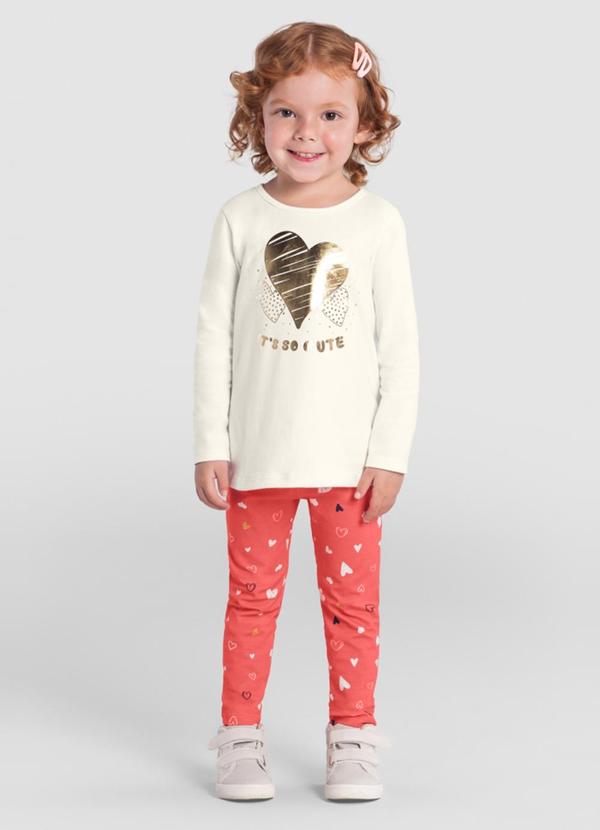 Brandili - Conjunto Infantil Menina de CoraçãoBege