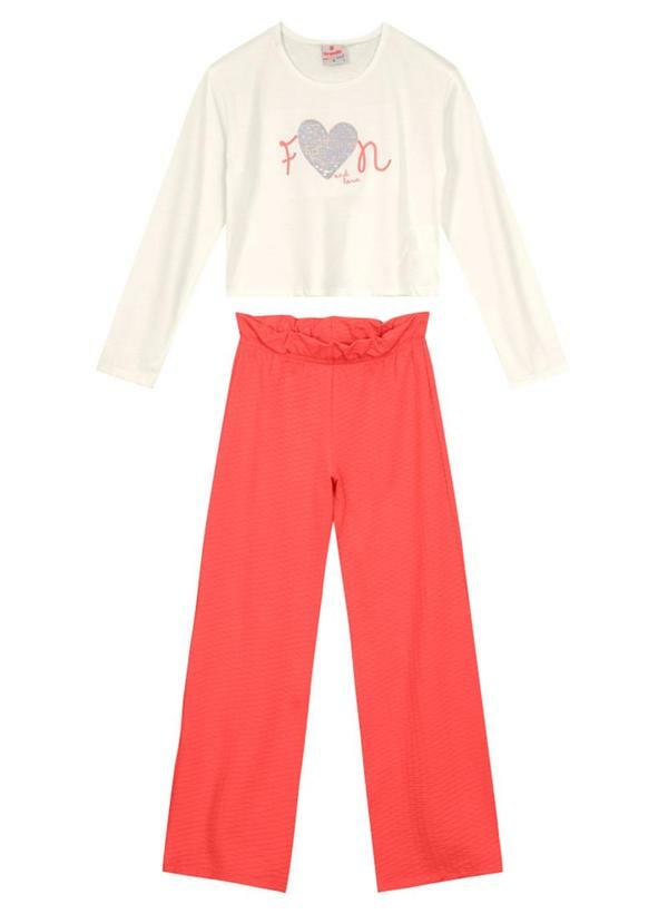 Brandili - Conjunto Infantil Menina de Coração Bege