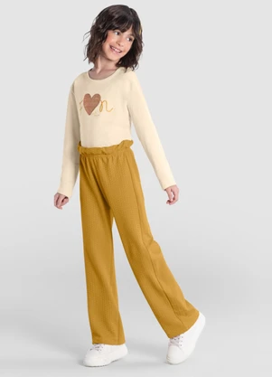 Brandili - Conjunto Infantil Menina de Coração Bege - BRANDILI