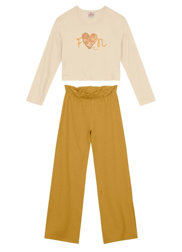 Brandili - Conjunto Infantil Menina de Coração Bege 2