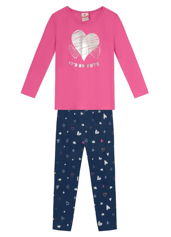 Brandili - Conjunto Infantil Menina de CoraçãoRosa