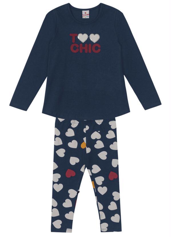 Brandili - Conjunto Infantil Menina de Corações Azul