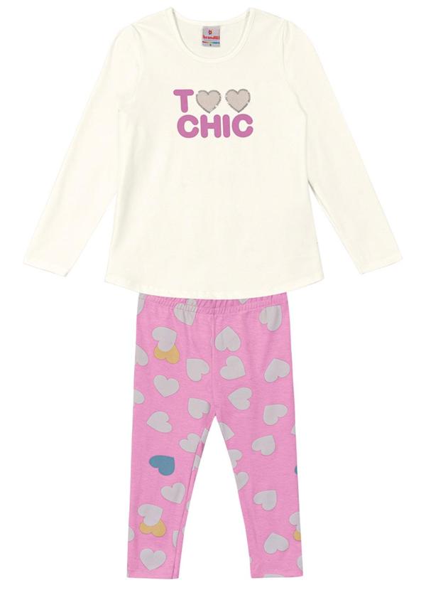 Brandili - Conjunto Infantil Menina de Corações Bege