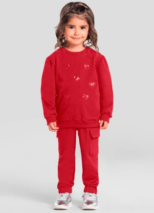 Brandili Mundi - Conjunto Infantil Menina de Corações Bordô - BRANDILI MUNDI