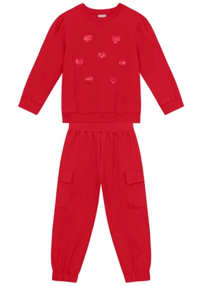 Mundi - Conjunto Infantil Menina de Corações Bordô - MUNDI