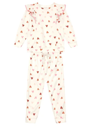 Mundi - Conjunto Infantil Menina de Corações Natural - MUNDI