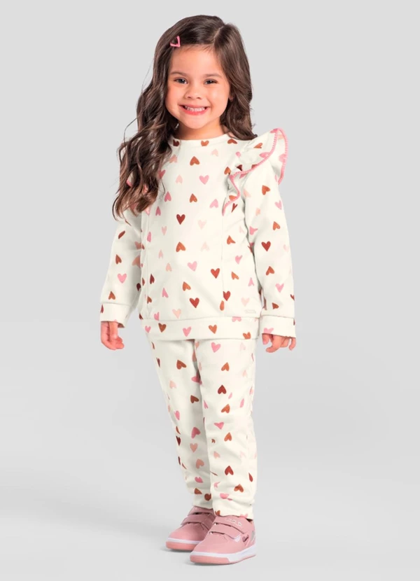 Mundi - Conjunto Infantil Menina de Corações Natural