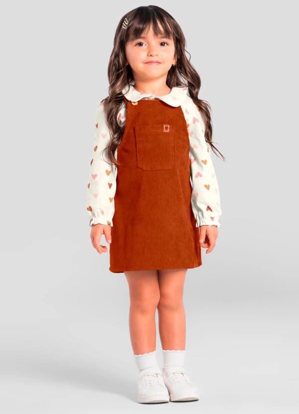 Mundi - Conjunto Infantil Menina de Corações Natural
