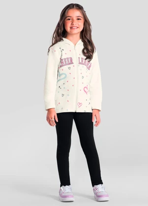 Brandili - Conjunto Infantil Menina de Corações Natural - BRANDILI