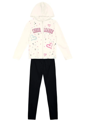 Brandili - Conjunto Infantil Menina de Corações Natural - BRANDILI