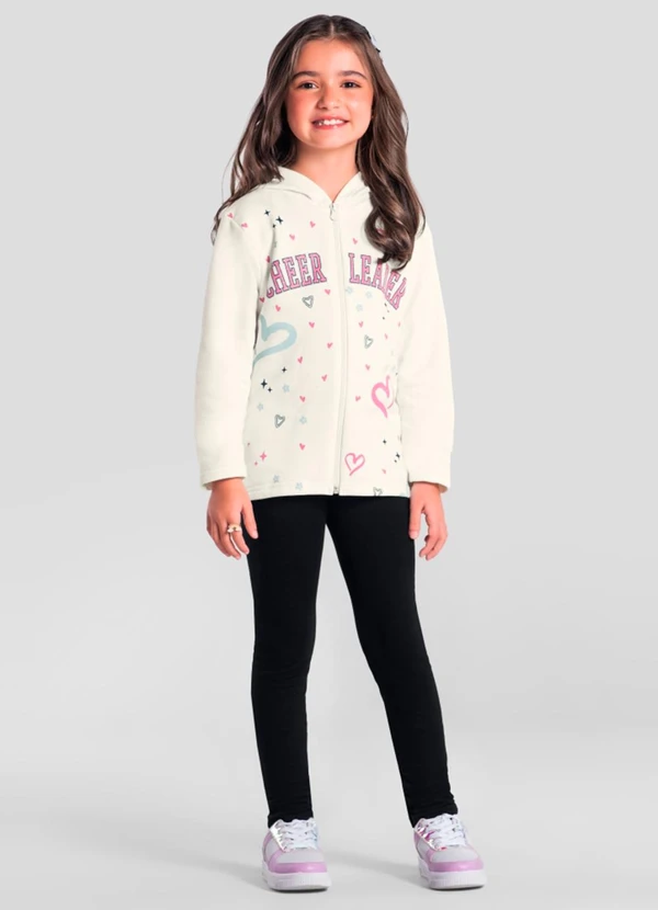 Brandili - Conjunto Infantil Menina de Corações Natural