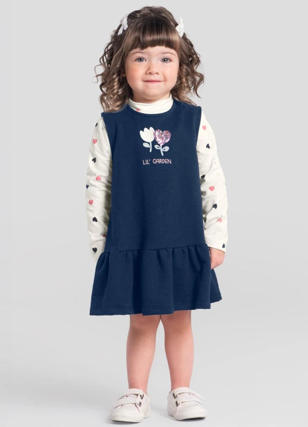 Brandili - Conjunto Infantil Menina de Corações Natural