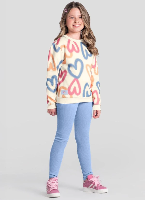 Brandili - Conjunto Infantil Menina de Corações Natural