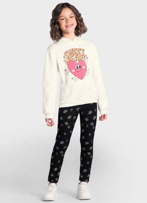 Brandili - Conjunto Infantil Menina de Corações Natural - BRANDILI