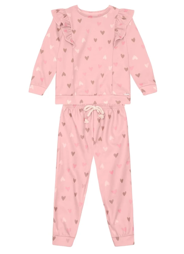 Mundi - Conjunto Infantil Menina de Corações Rosa