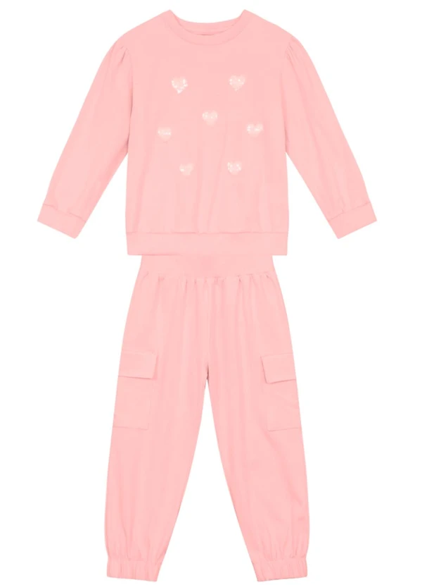Brandili Mundi - Conjunto Infantil Menina de Corações Rosa