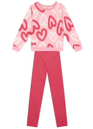 Brandili - Conjunto Infantil Menina de Corações Rosa - BRANDILI