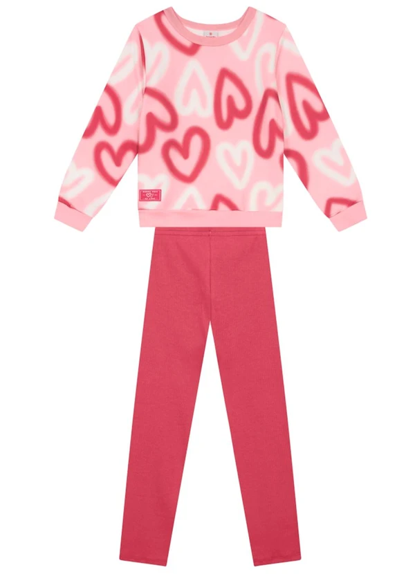 Brandili - Conjunto Infantil Menina de Corações Rosa
