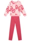 Brandili - Conjunto Infantil Menina de Corações Natural - variação: Rosa