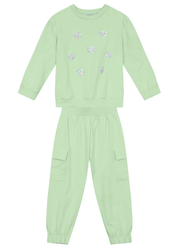 Brandili Mundi - Conjunto Infantil Menina de Corações Verde