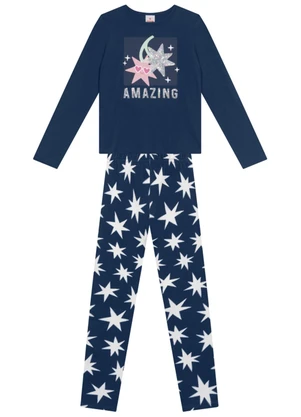 Brandili - Conjunto Infantil Menina de Estrelas Azul - BRANDILI