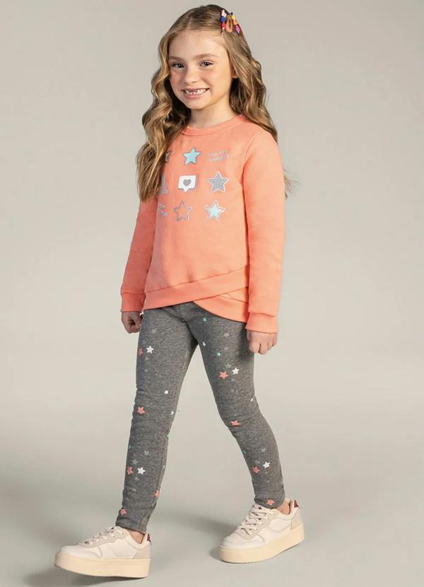 Brandili - Conjunto Infantil Menina de Estrelas Laranja