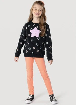 Brandili - Conjunto Infantil Menina de Estrelas Preto - BRANDILI