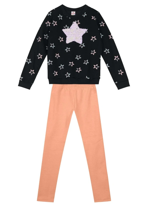 Brandili - Conjunto Infantil Menina de Estrelas Preto 2