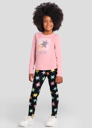 Brandili - Conjunto Infantil Menina de Estrelas Rosa - BRANDILI