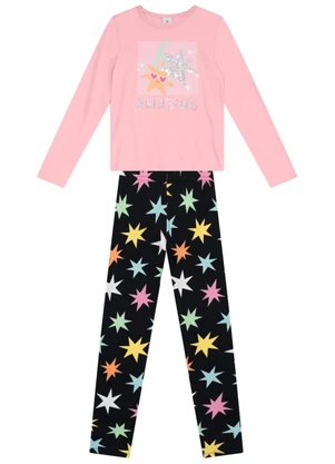 Brandili - Conjunto Infantil Menina de Estrelas Rosa - BRANDILI
