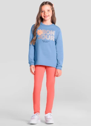 Brandili - Conjunto Infantil Menina de Flor Azul - BRANDILI