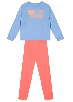 Brandili - Conjunto Infantil Menina de Flor Azul - BRANDILI