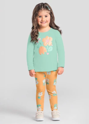 Brandili - Conjunto Infantil Menina de Flores Azul - BRANDILI