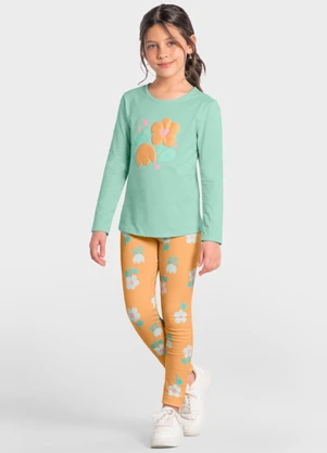 Brandili - Conjunto Infantil Menina de Flores Azul - BRANDILI