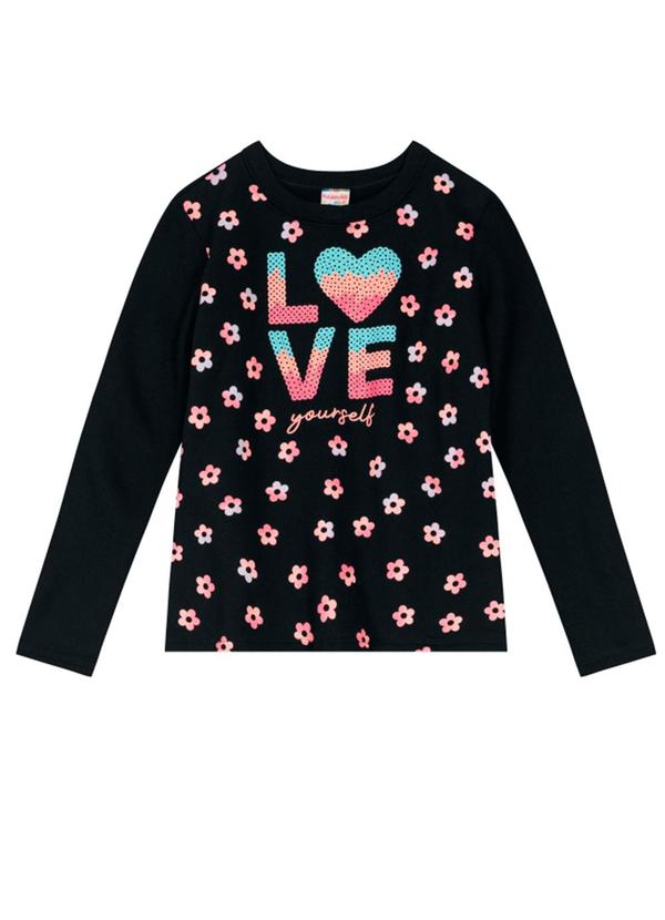 Brandili - Conjunto Infantil Menina de Flores Preto 3