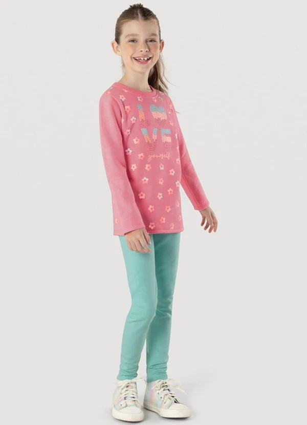 Brandili - Conjunto Infantil Menina de Flores Rosa