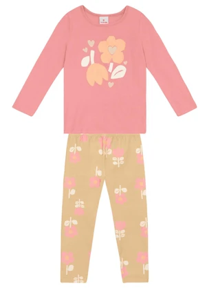 Brandili - Conjunto Infantil Menina de Flores Rosa - BRANDILI