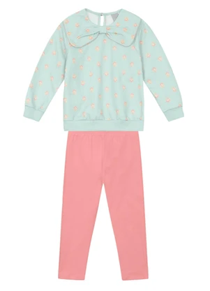 Brandili Mundi - Conjunto Infantil Menina de Flores Verde - BRANDILI MUNDI