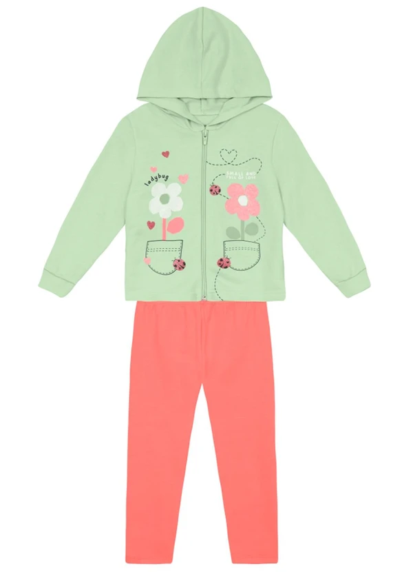 Brandili - Conjunto Infantil Menina de Flores Verde