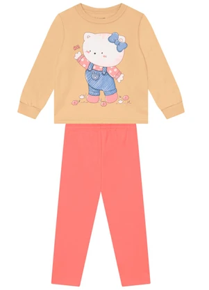 Brandili - Conjunto Infantil Menina de Gatinho Amarelo - BRANDILI