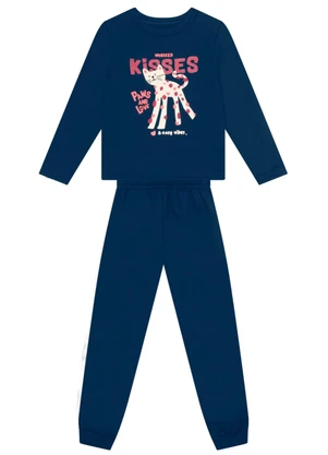 Brandili - Conjunto Infantil Menina de Gatinho Azul - BRANDILI