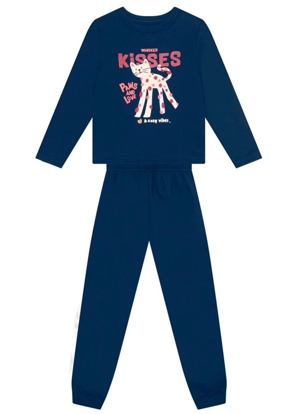 Brandili - Conjunto Infantil Menina de Gatinho Azul 2