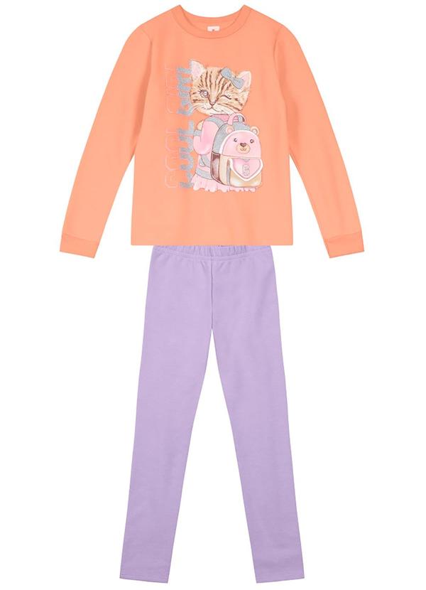 Brandili - Conjunto Infantil Menina de Gatinho Laranja