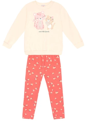 Brandili - Conjunto Infantil Menina de Gatinho Natural - BRANDILI